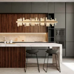 Lampadario Honice in Onice e metallo finitura oro