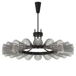 Lampadario moderno Foscarini a 20 luci in vetro di Murano color grigio