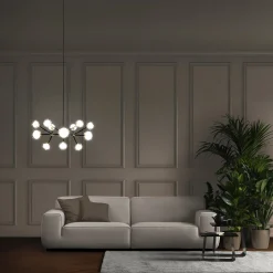 Lampadario Nabila a 12 luci in vetro trasparente di Corrado Dotti