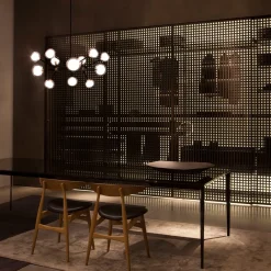 Lampadario Nabila a 12 luci in vetro trasparente di Corrado Dotti