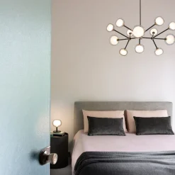 Lampadario Nabila a 12 luci in vetro trasparente di Corrado Dotti