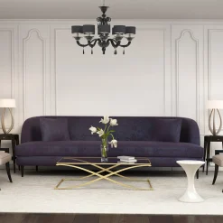 Lampadario ovale Donatello a 8 luci in vetro di Murano color nero