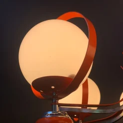 Lampadario rosso a 7 luci Stilnovo