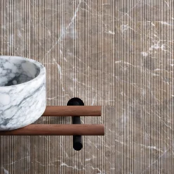 Lavabo in marmo rotondo a tubo per piano di lavoro