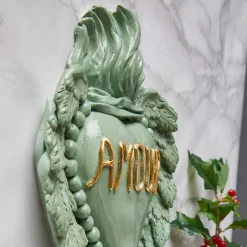 LE TEMPS DE L'AMOUR CUORE IN CERAMICA VERDE ACQUA