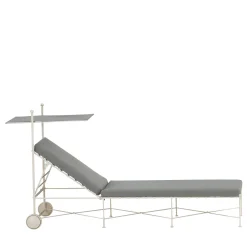 Lettino a rotelle Club in ferro battuto bianco