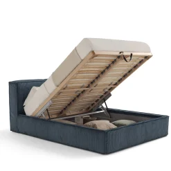 Letto Astor 1909 con contenitore blu e panca