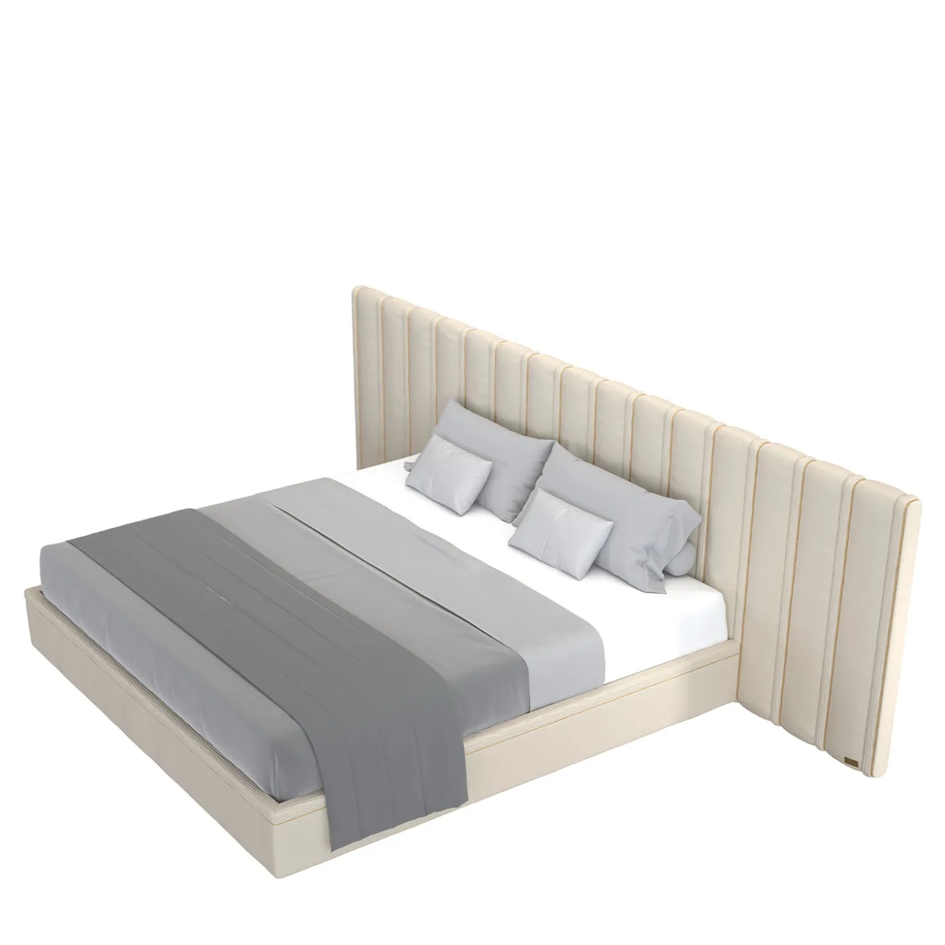 Letto Big Flare con testata in velluto