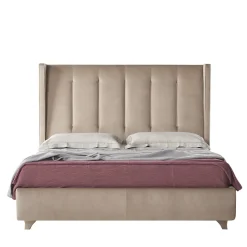 Letto Edo in velluto beige trapuntato