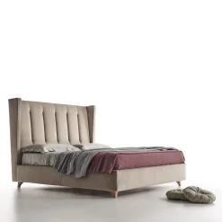 Letto Edo in velluto beige trapuntato