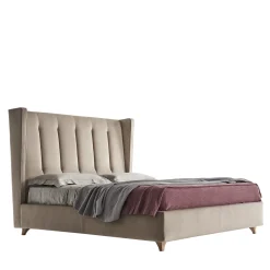 Letto Edo in velluto beige trapuntato