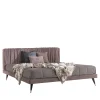 Letto Highlander in Pelle Nabuk Malva e Bordeaux