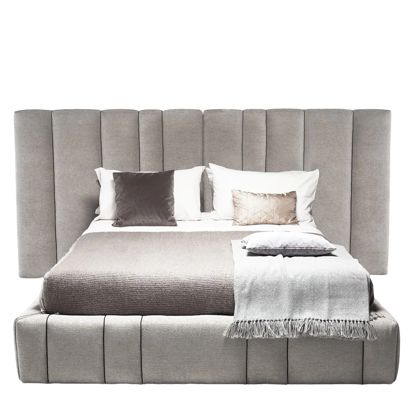 Letto in Tessuto Grigio Italo