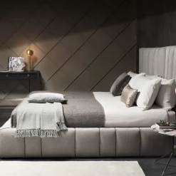 Letto in Tessuto Grigio Italo