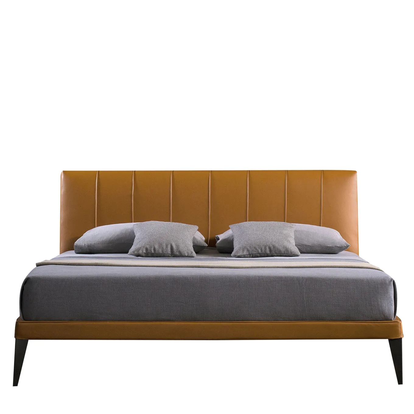 Letto King-Size Megan Arancione con Testiera Cordonata