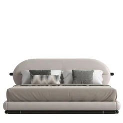 Letto Kokò in pelle e legno beige