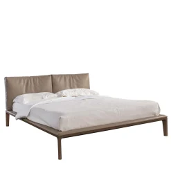 Letto matrimoniale Join Taupe-Leather di Giuseppe Bavuso