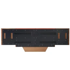 Letto matrimoniale York Soft in pelle nera e noce canaletto