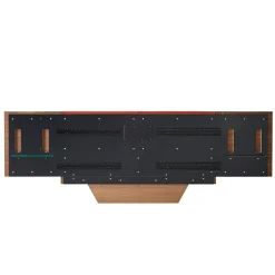 Letto matrimoniale York Soft in pelle stone e noce canaletto