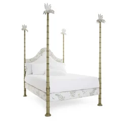 Letto Roma Apple Green Bamboo con felci e farfalle