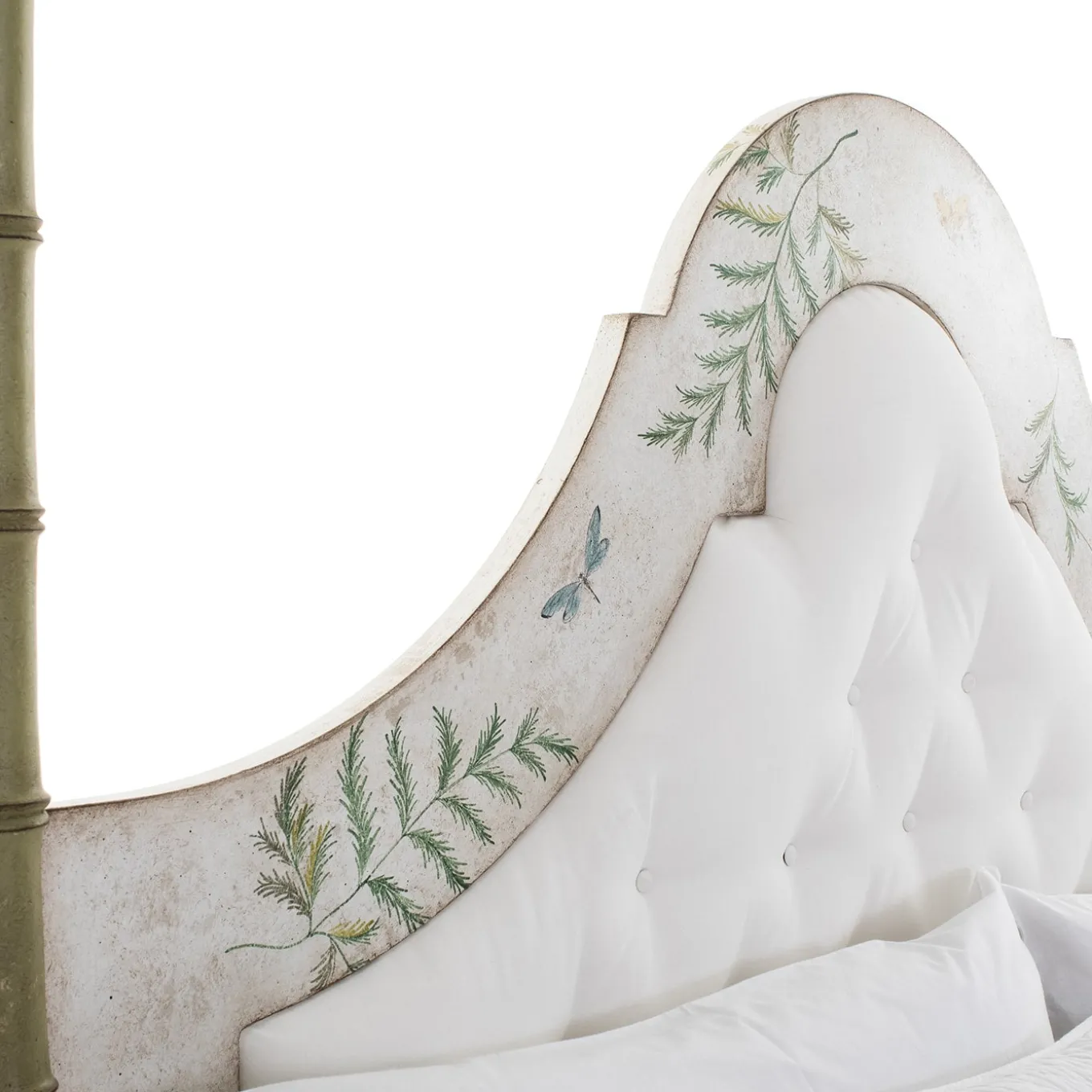 Letto Roma Apple Green Bamboo con felci e farfalle