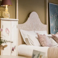 Letto Roma Tortora Chiaro con Decorazioni Dipinte a Mano