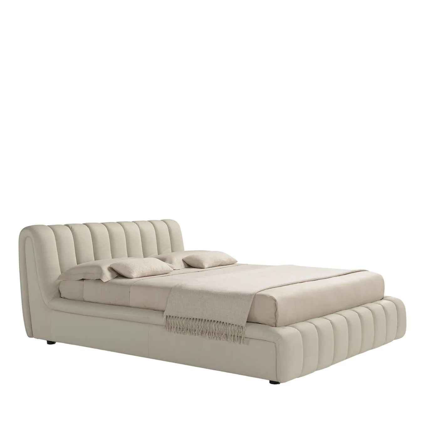 Letto Scervino 1909 in pelle bianca con contenitore