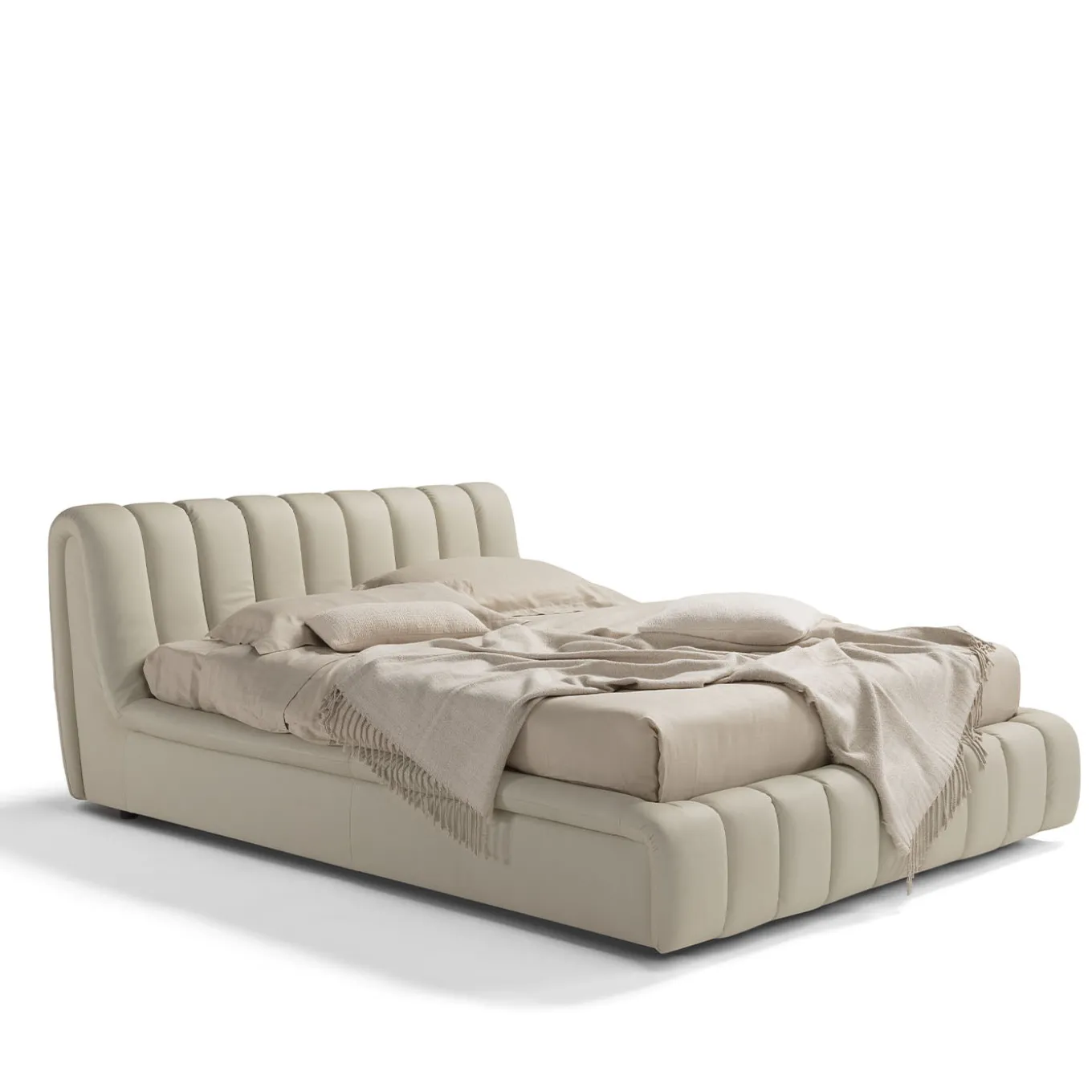 Letto Scervino 1909 in pelle bianca con contenitore