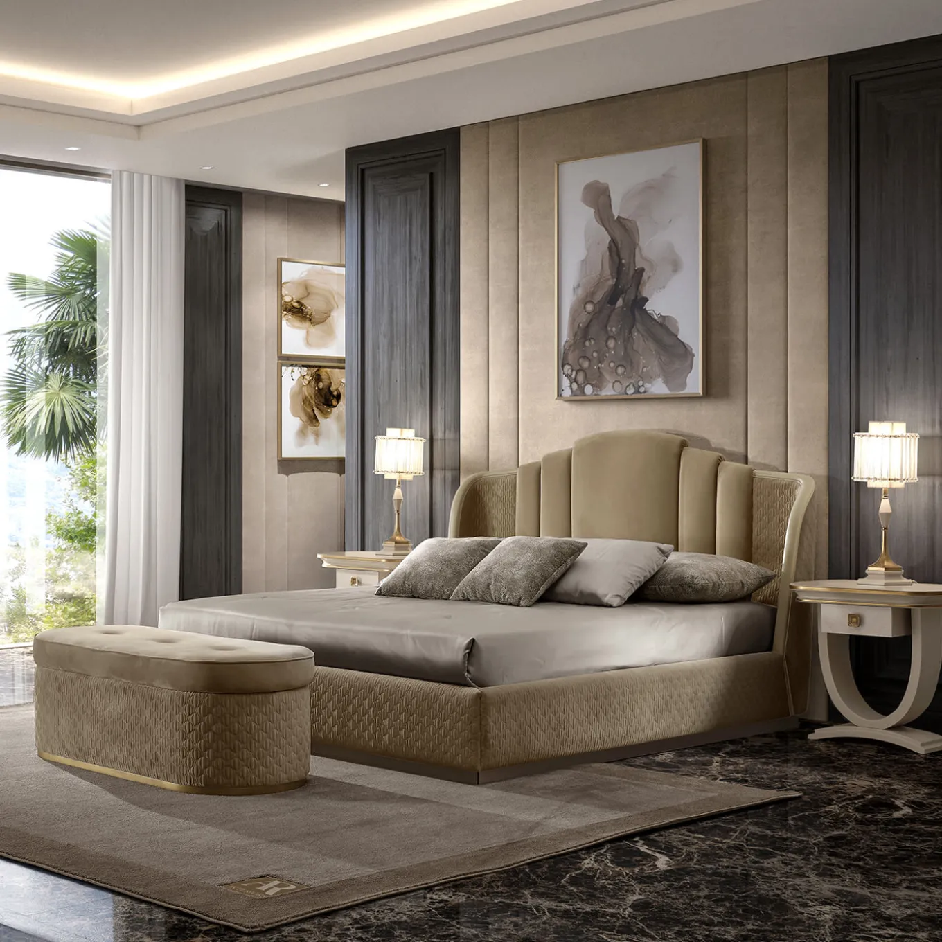 Letto tessile beige