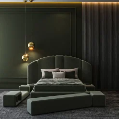 Letto Verde Modulare Imbottito Concept 01
