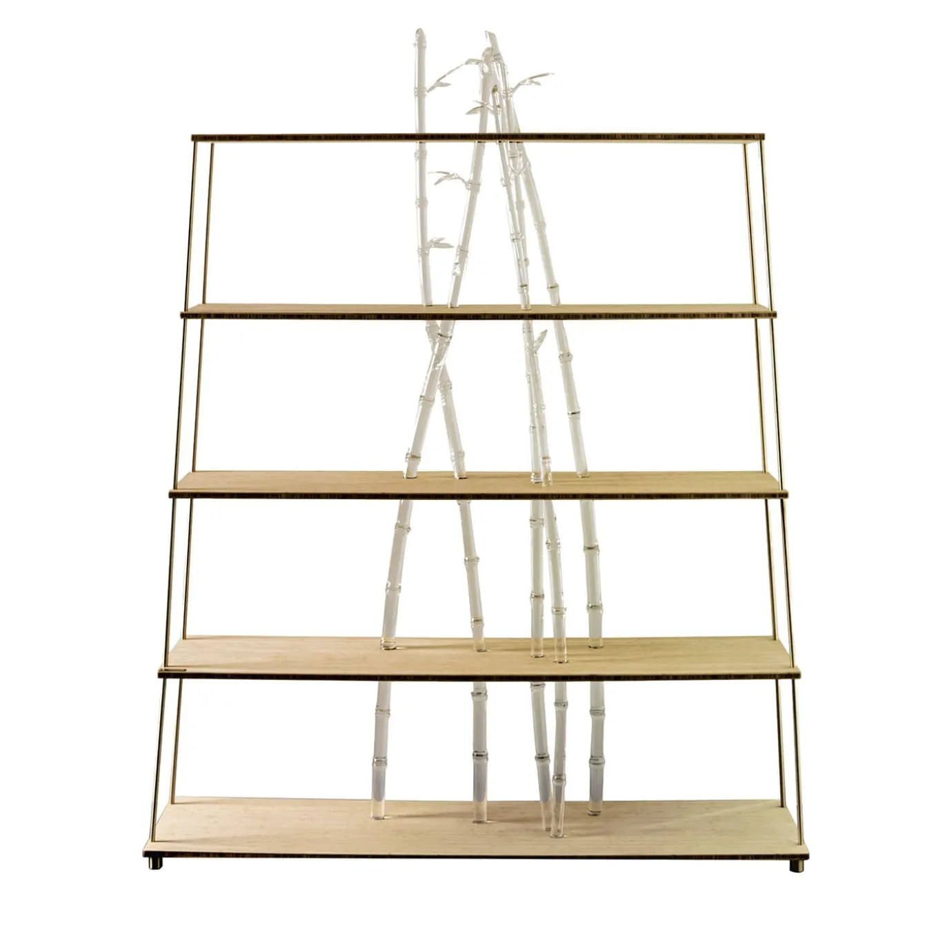 Libreria in legno e vetro Bambuseto