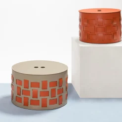 Lisbona N. 10 Cestino rotondo arancione con coperchio