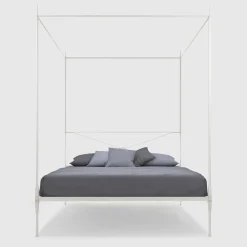 Lotto Letto Matrimoniale con Baldacchino in Ferro Bianco