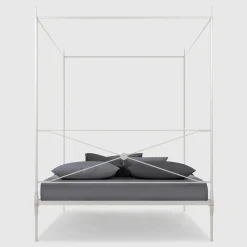 Lotto Letto Matrimoniale con Baldacchino in Ferro Bianco