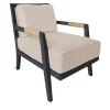 Lounge Chair Dan in pelle beige e legno di frassino nero