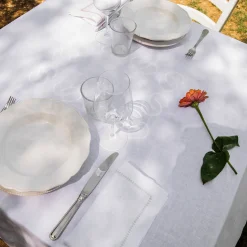 Luci d'Artista Tovaglia in Lino Bianco