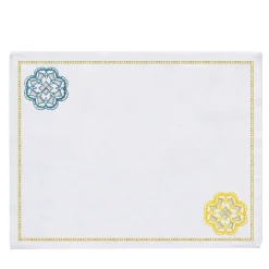 Luminaria Festa Set di 2 tovagliette di lino ricamate in policromia