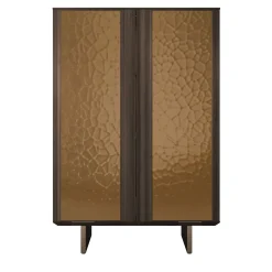 Madia Solferino in noce Canaletto burnished ante metallo liquido bronzo