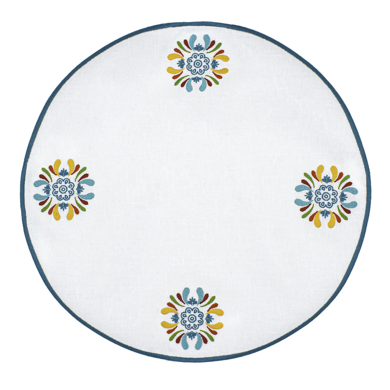 Maiolica Multicolor Set di 2 tovagliette rotonde di servizio bianche