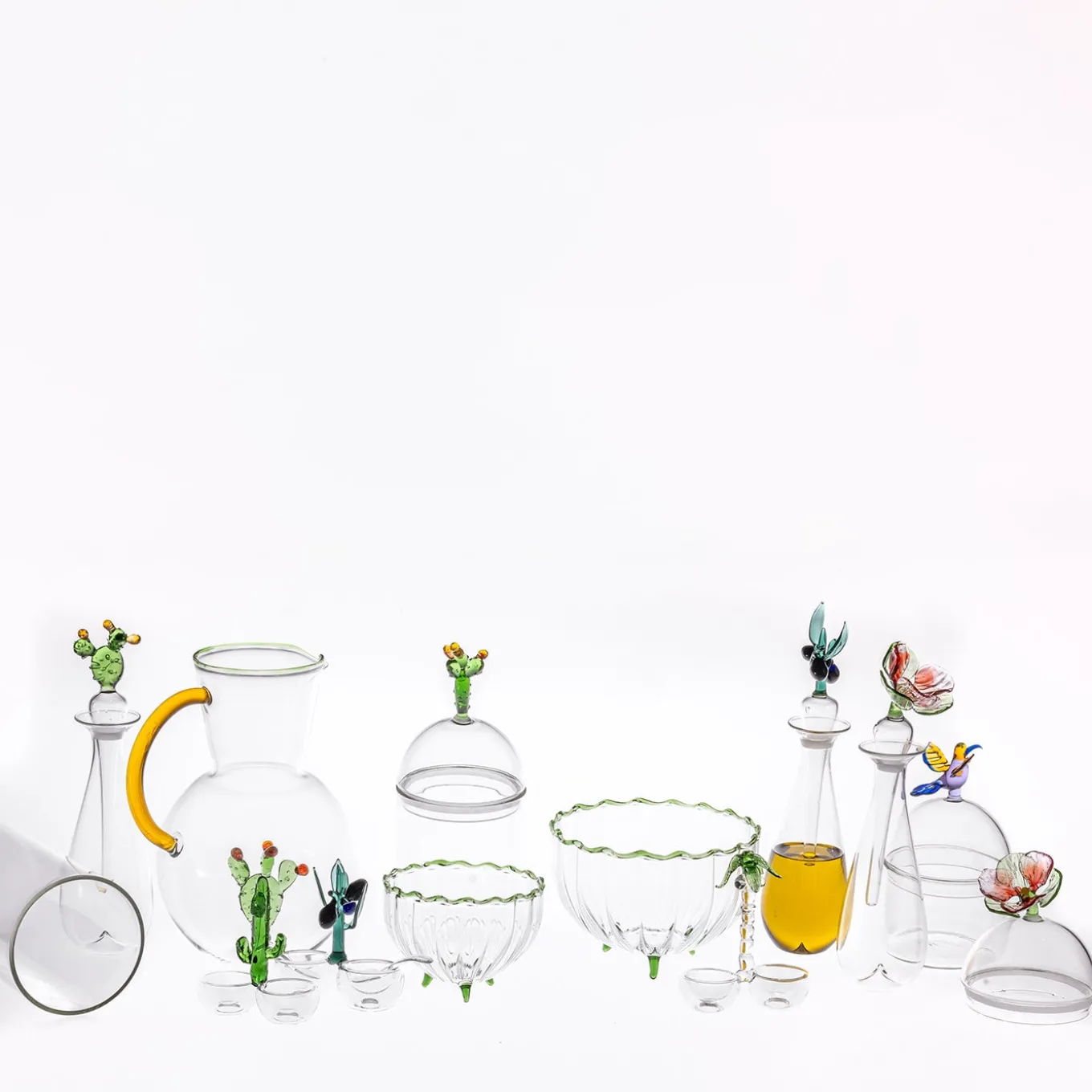 Mediterraneo Contenitore artigianale in vetro Pansè piccolo