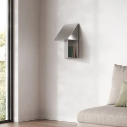 Mensola a Tasca Caletta in Metallo Grigio con Apertura a Destra