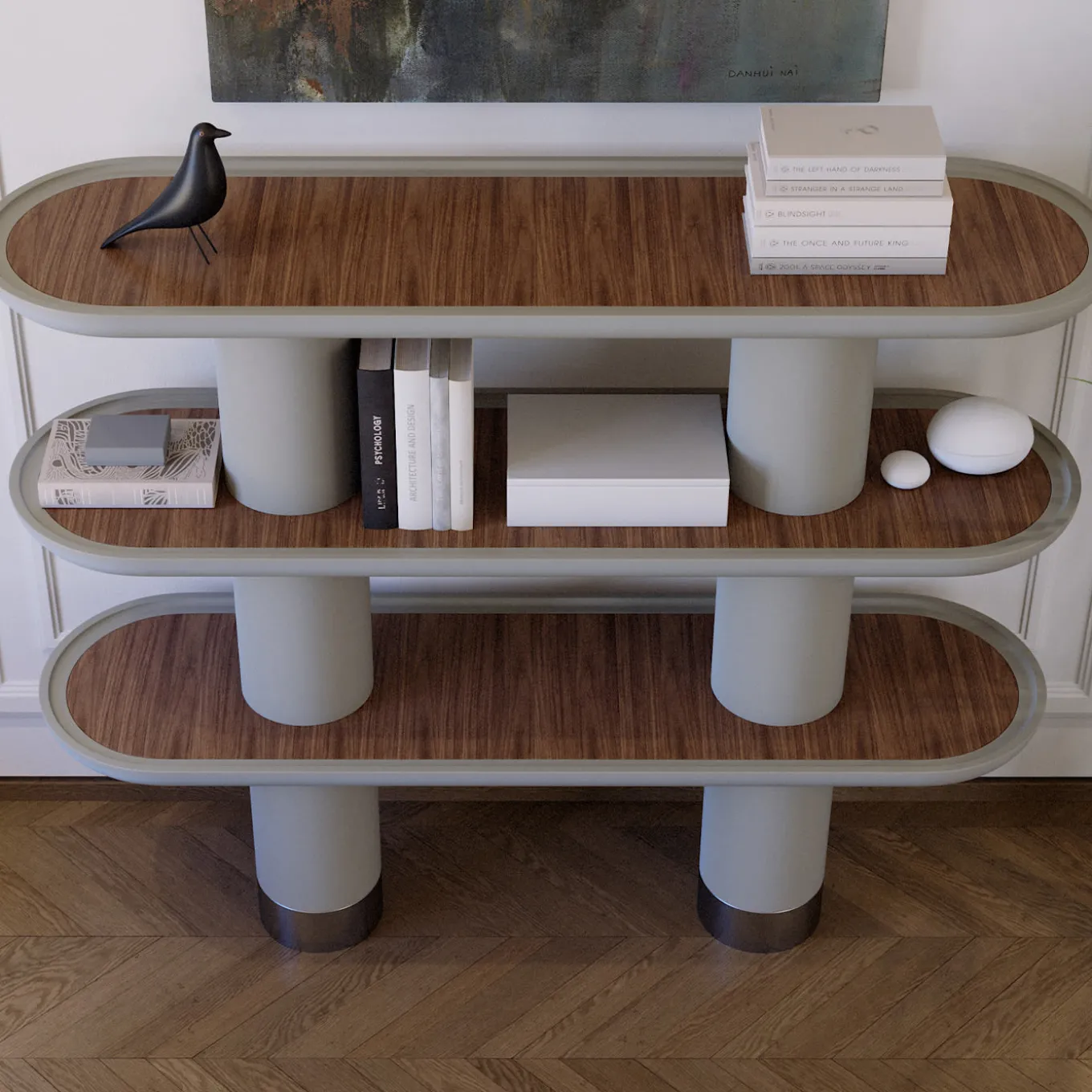 Mina 3.150 Libreria a 3 ripiani grigio pietra