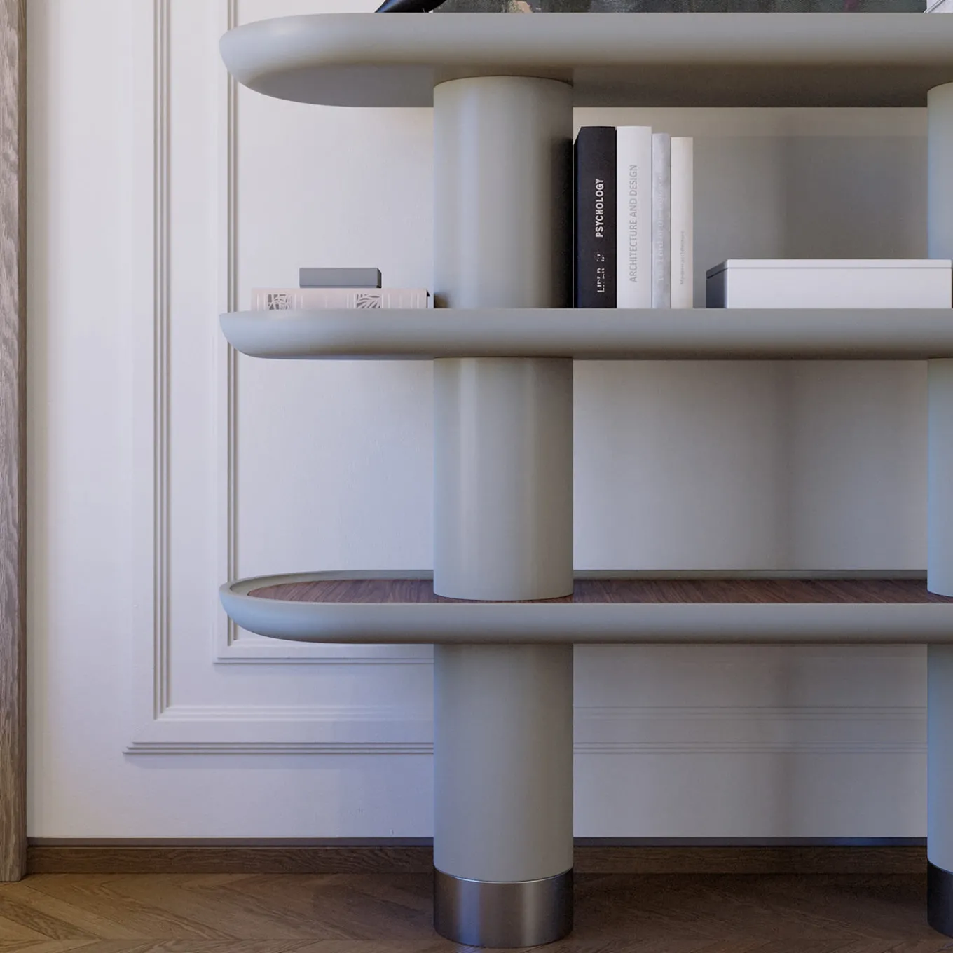 Mina 3.150 Libreria a 3 ripiani grigio pietra