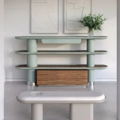 Mina Int4 Libreria a 3 ripiani azzurro pastello