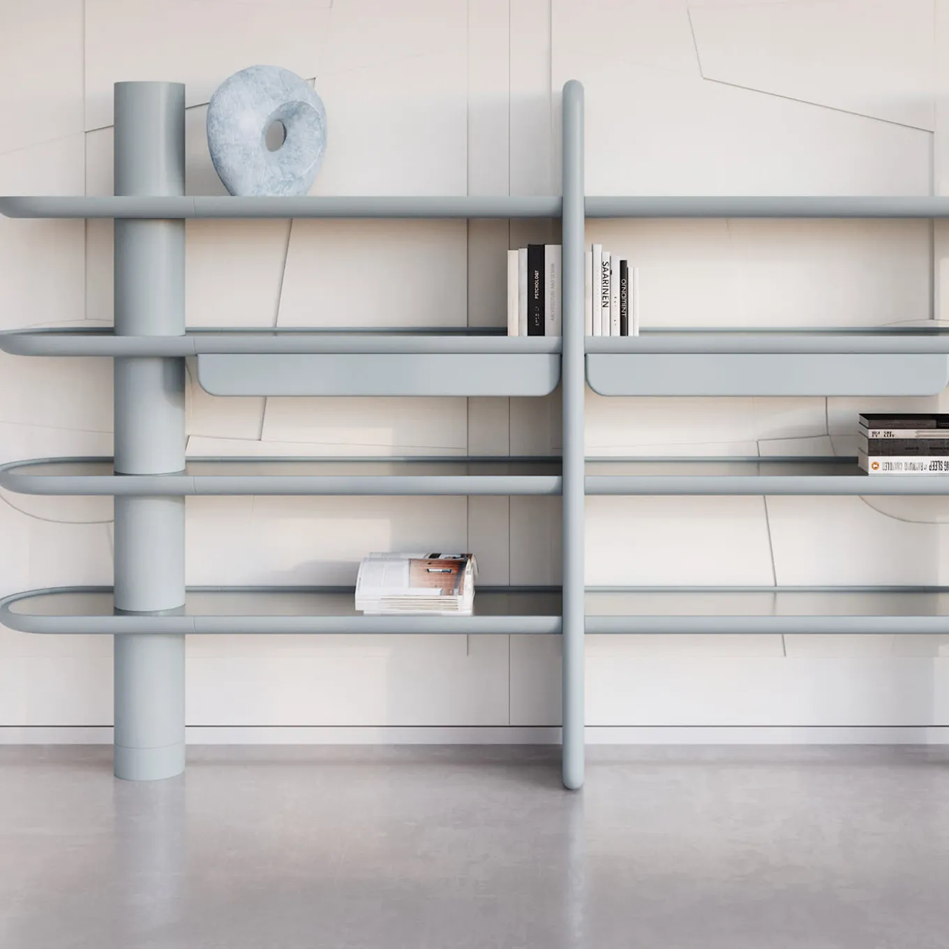 Mina Int4P Libreria a 4 ripiani azzurro pastello