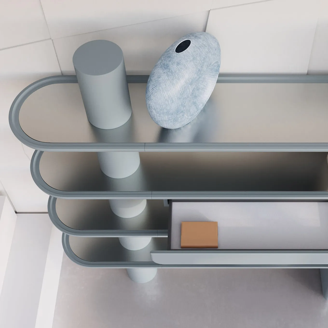 Mina Int4P Libreria a 4 ripiani azzurro pastello