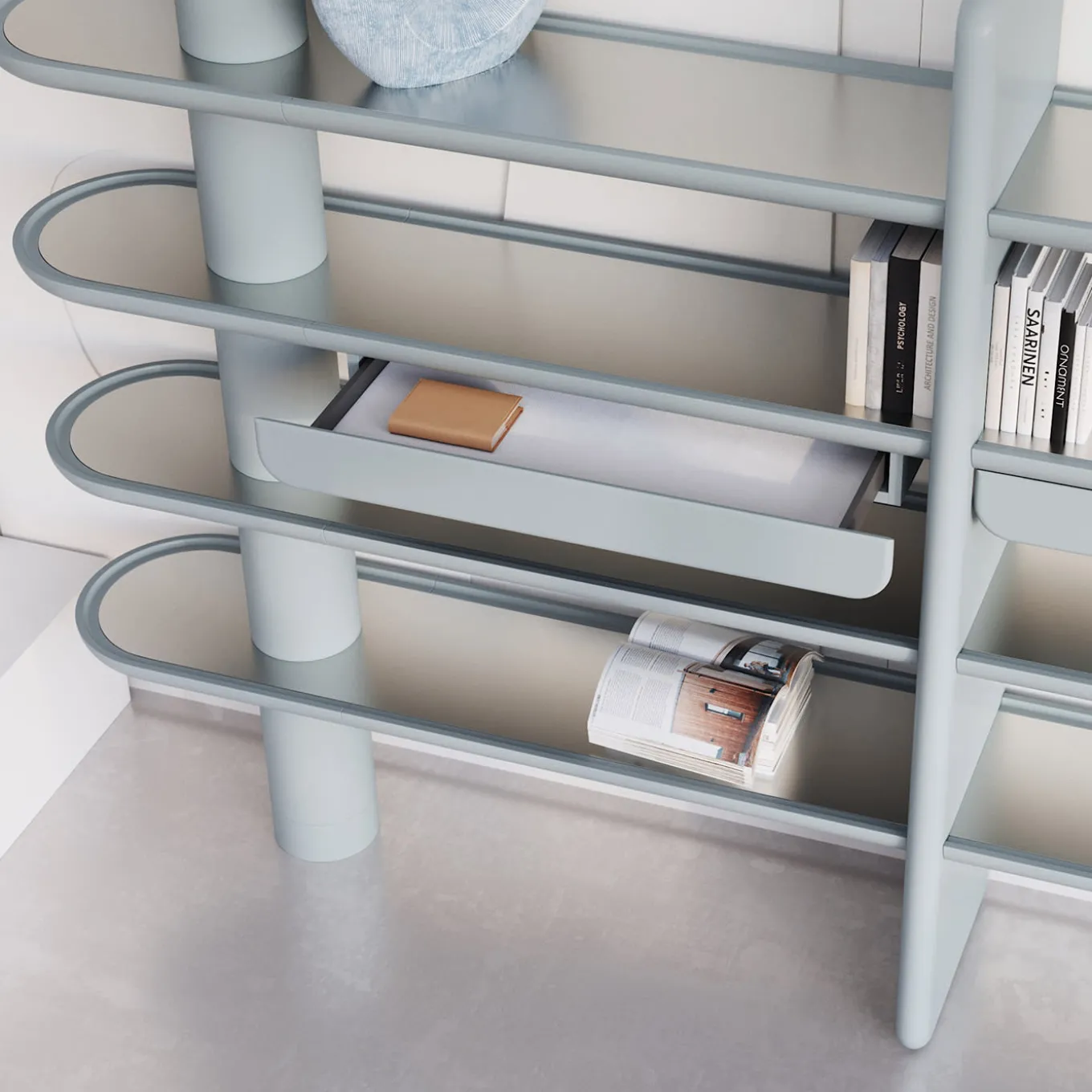 Mina Int4P Libreria a 4 ripiani azzurro pastello