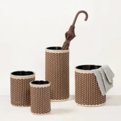 Mini cestino in pelle e rattan Cézanne