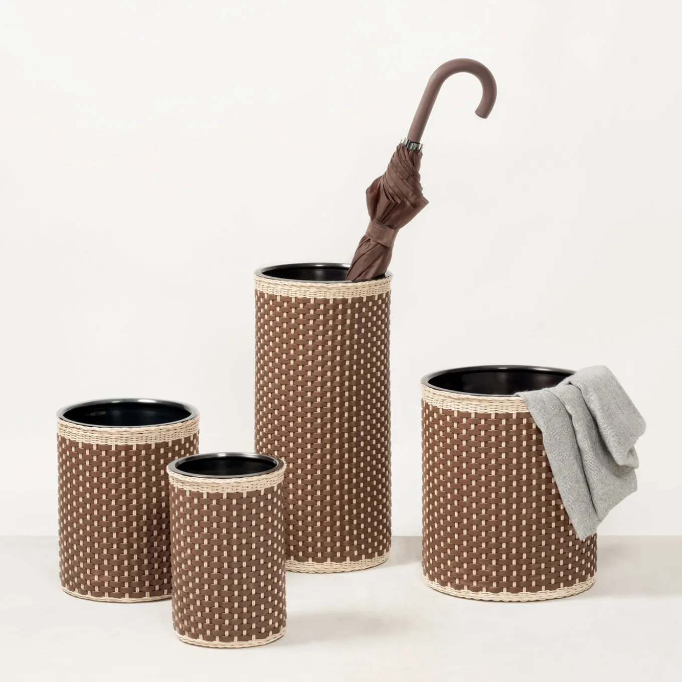 Mini cestino in pelle e rattan Cézanne