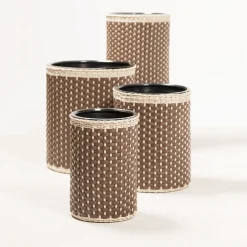 Mini cestino in pelle e rattan Cézanne